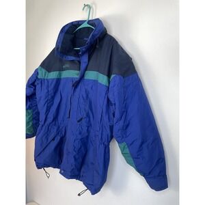 Columbia Mens Full Zip Parka Jacket Sz Large Color Exc Cond Blue /black/green